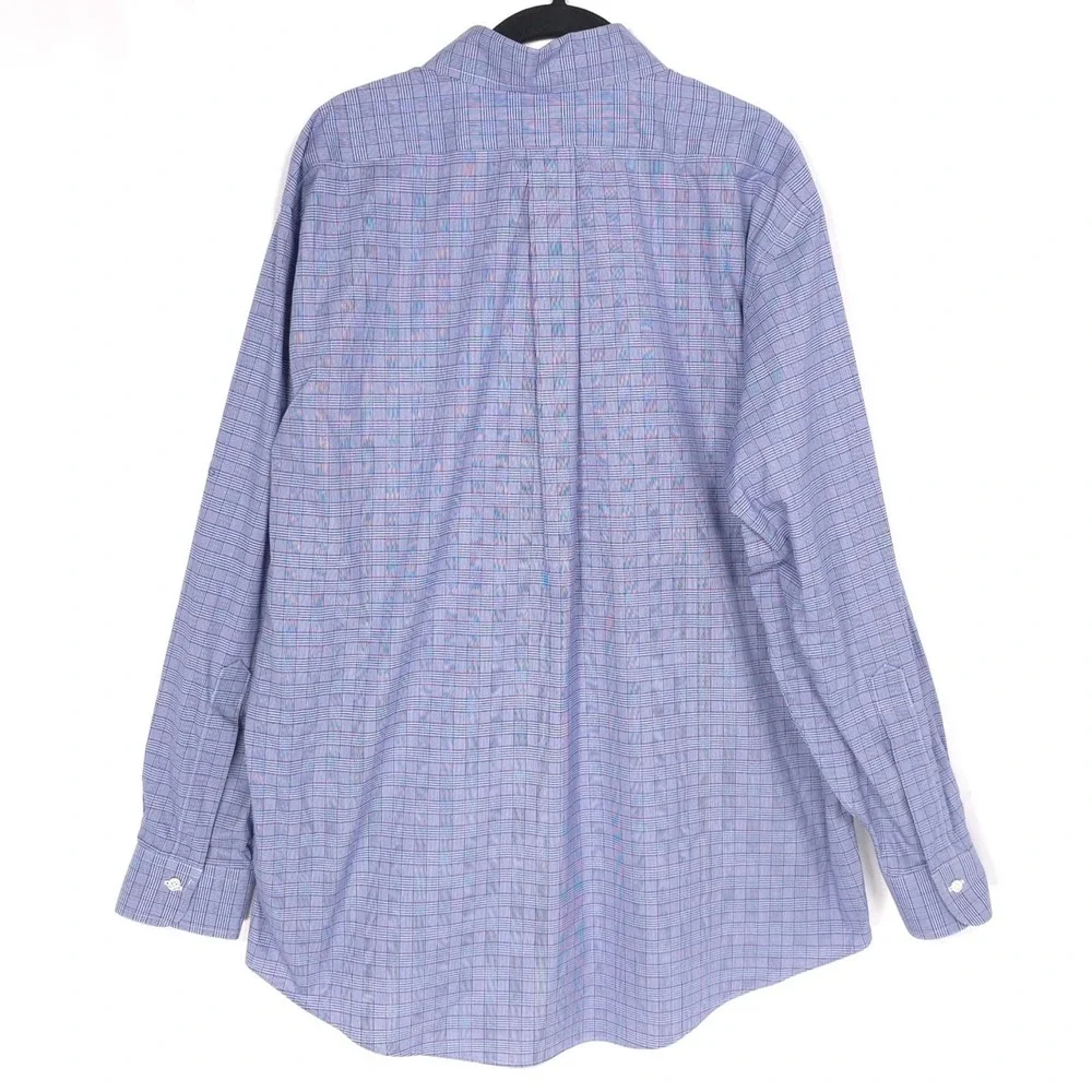 BROOKS BROTHERS Est.1818 Blue Plaid‎ Dress Shirt Supima Cotton Non Iron 16.5 34